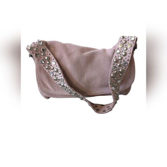 🎒 Vintage Deux Lux  light dusty Pink western Shoulder Bag with rhinestones - Picture 1 of 5